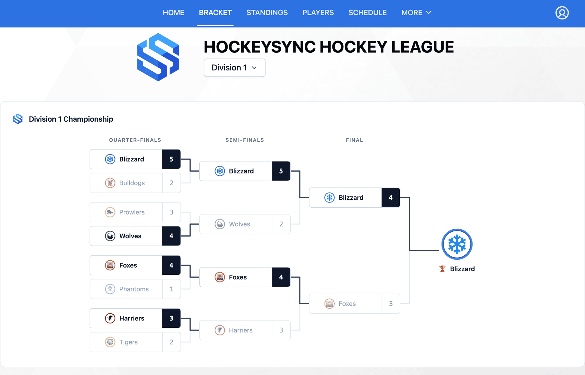 Playoff Brackets feature screenshot