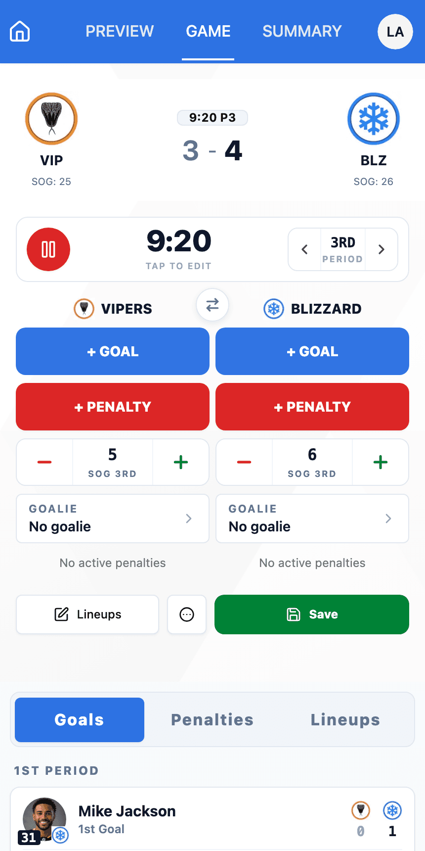 Live Digital Scoring feature screenshot